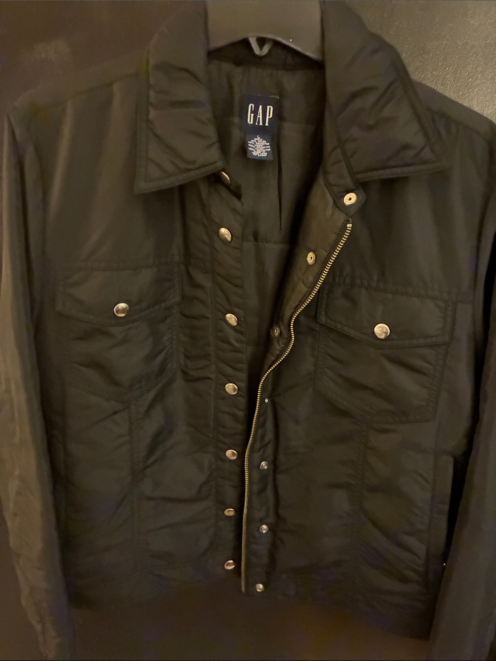 GAP 90s Black Lightweight Quilted Shirt Jacket - Women's